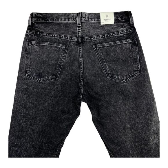 New Agolde Men Black Jeans US 30 Tapered Slim Casual Washed Cotton Denim $228 - Picture 9 of 14